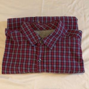 Red and Blue button down shirt